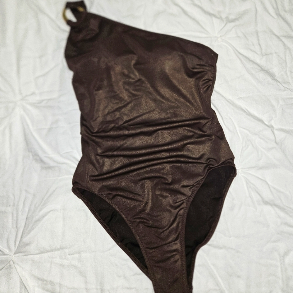 Jantzen Chocolate One-Shoulder Swimsuit SIZE 8